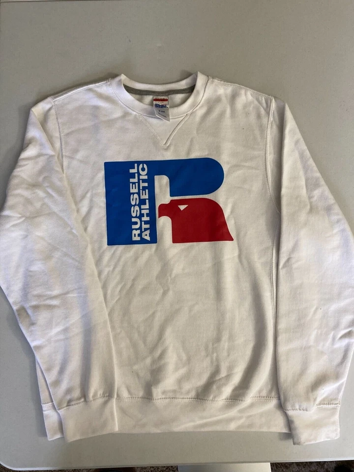 Мужская флисовая толстовка Russell Athletic Ricardo с логотипом белая маленькая - Изображение 4 из 4