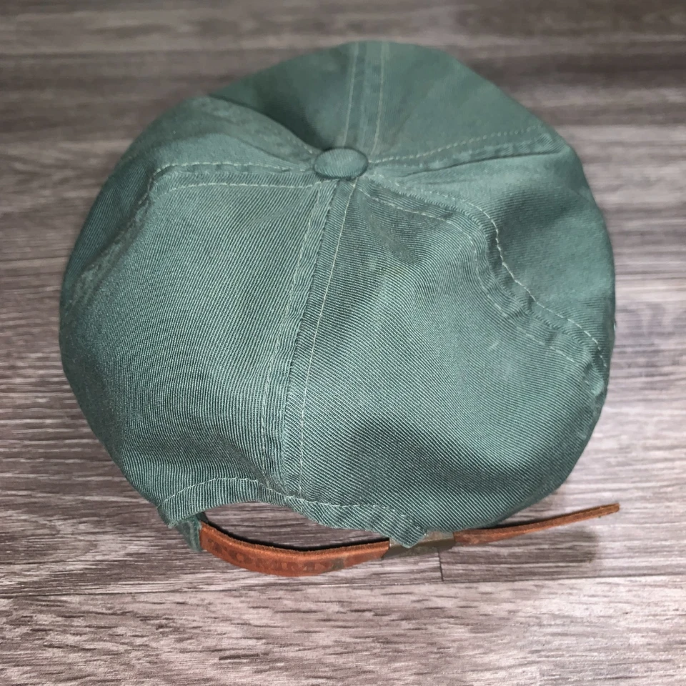 Gorra de cuero vintage Tommy Hilfiger verde bordado escudo de león correa Foto 2 de 4
