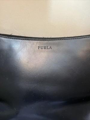 black  FURLA  Genuine leather shoulder bag from Made In Italy east West Style