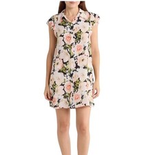 Alice + Olivia Jem Morningside Floral Ruffle Sleeve Mini Shirtdress S NWT Cupro