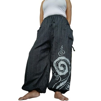 Schwarze Haremshose Genie Bohemian Baggy Gypsy Aladin Hippie Hose One Size