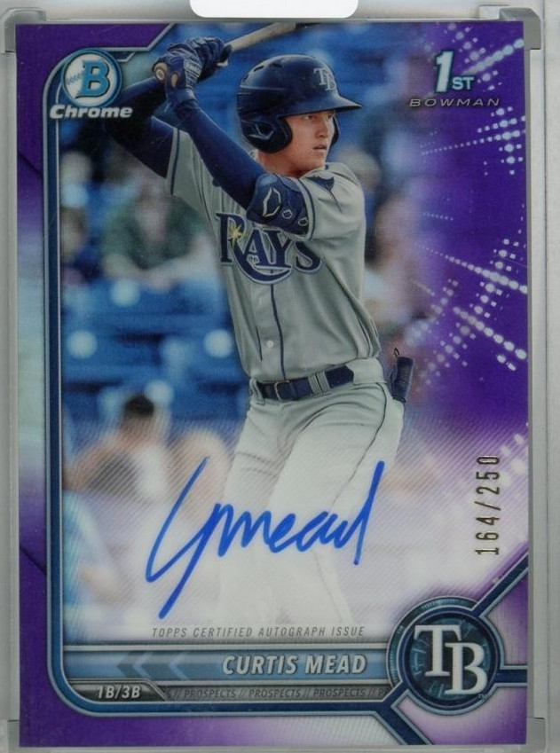 2022 Topps Bowman Curtis Mead Chrome Prospect Autographs Purple #CPA-CM 1st /250