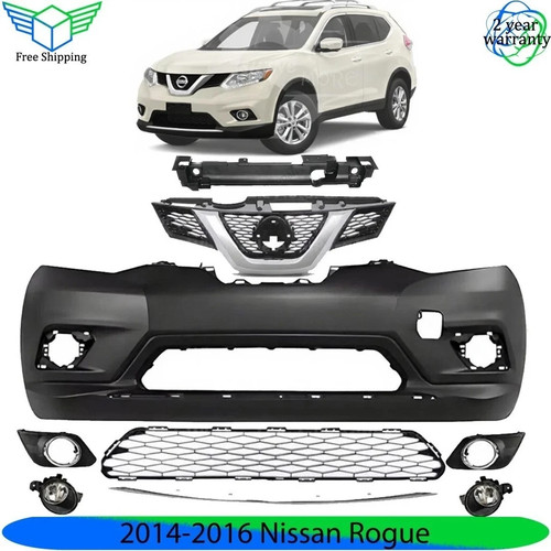 Front Bumper Cover & Grille Assembly Kit For 2014-2016 Nissan Rogue