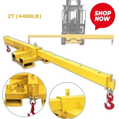 Yellow 2T4400LB 12.1ft Bidirectional Adjustable Mobile Crane Boom Forklift Hoist