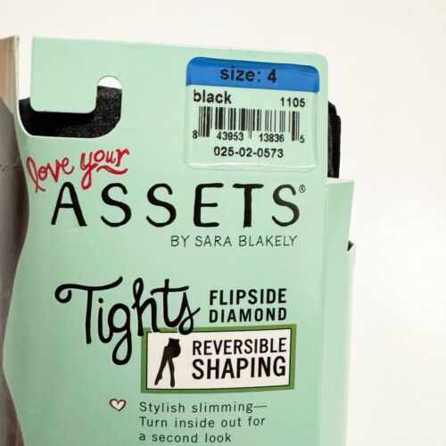 NEW Assets Spanx Flipside Diamond Shaping Tights Black Ash Opaque Size 4 - Picture 3 of 8