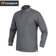 IDOGEAR Tactical Polos Shirt Mens Shirts Long Sleeve Black T-shirt Long Sleeve