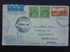 NOWA ZELANDIA-AUSTRALIA 1934 TRANS TASMAN KAAITAIA OSŁONA POCZTY LOTNICZEJ DARMOWA WYSYŁKA