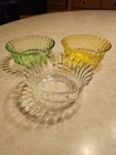 Vintage KIG Indonesia Clear/Green/Yellow Glass CANDY/NUT BOWLS