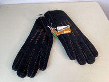 NWT Aris Ruff Neck Suede Faux Shearling Lined Gloves Women XS Brown Isotoner