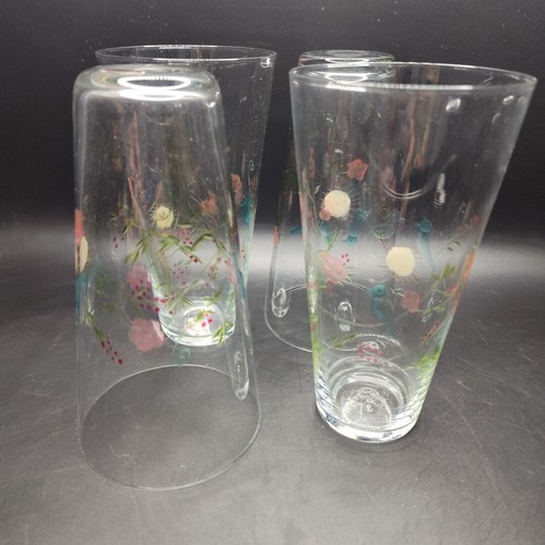 Set of 4 ROOST San Francisco 12oz Etched Bird Floral Glasses Vintage - Picture 10 of 11