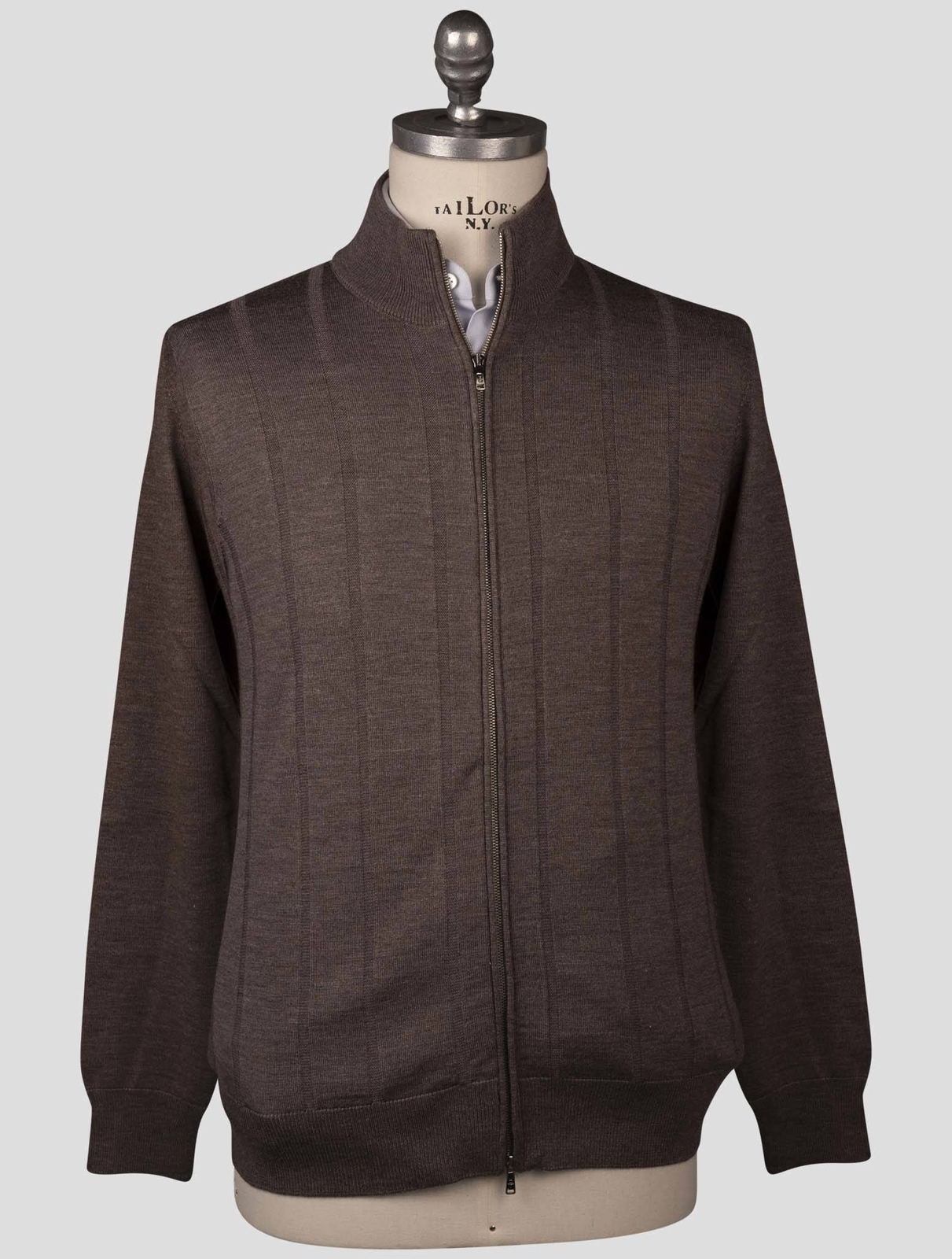 НОВЫЙ ШЕЛКОВЫЙ СВИТЕР ИЗ НАТУРАЛЬНОЙ ШЕРСТИ FIORONI BROWN НА МОЛНИИ US 40 - EU 50 FI86 88890₽