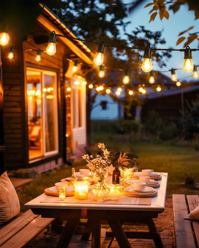 54FT(48+6) Solar String Lights Outdoor Waterproof with USB Port & Remote Control - Picture 3 of 6