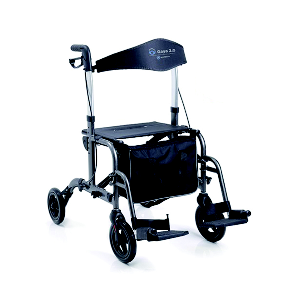 Deambulatore girello Rollator per anziani disabili Gaya 2.0 in Alluminio Nero Mo
