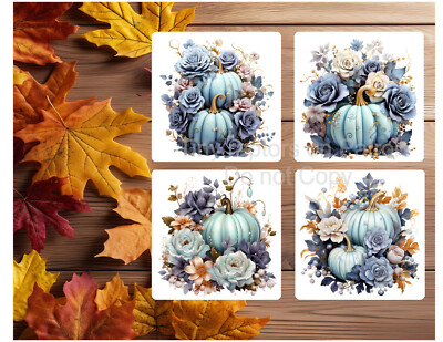 Pumpkin themed neoprene drink coasters, set of 4, CHOICE, absorbent, Fall, gifts