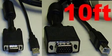 10ft long HQ 4xShield KVM switch box Cable,SVGA/VGA Male~M,USB 2.0 A~B Cord/Wire
