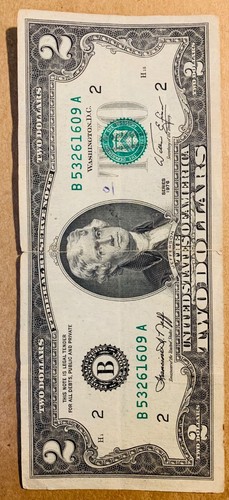 2 US TWO-DOLLAR BILLS, w/ Wear 1976 & 2003 - Picture 4 of 5