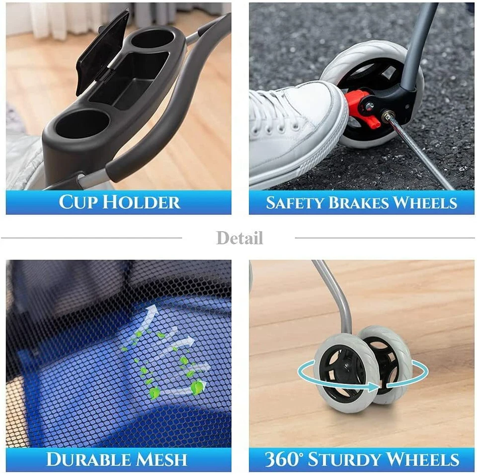 Pet Stroller 4 Wheels Posh Folding Waterproof Portable Travel Cat Dog Stroller - Image 4 of 4