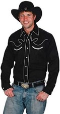 Men's Retro Western Cowboy Shirt - Black