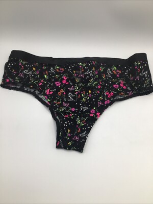 Pink By Victoria's Secret Floral Lace Love Pink Logo Cheekster Panty Sz. M