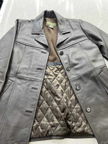 Eddie Bauer Leather Coat Button up Brown Women’s size small - Picture 10 of 12