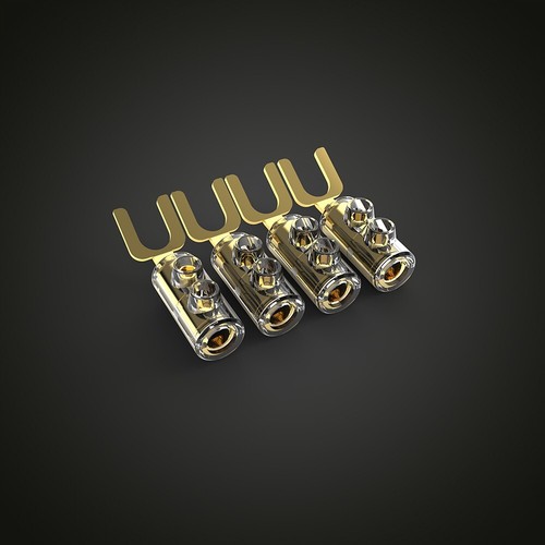 4PCS Y Spade Plugs Screw Locking B554G 24k Gold Plated SpeakerCable Conenctor - Picture 4 of 11