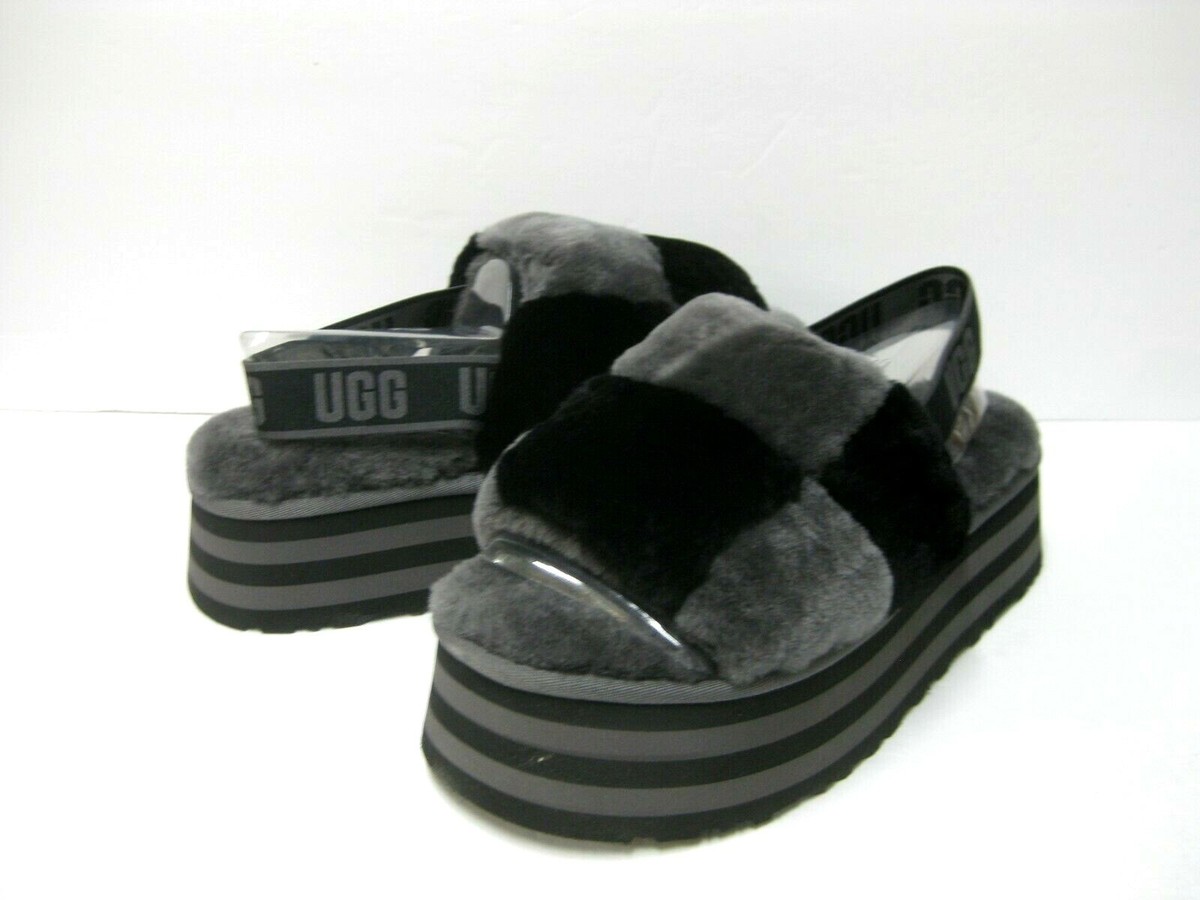 UGG DISCO CHECKER SLIDE WOMEN SANDAL BLACK US /UK /EU 38