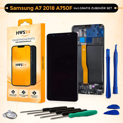 Display für Samsung Galaxy A7 2018 A750F Touch Screen Bildschirm Black + Rahmen