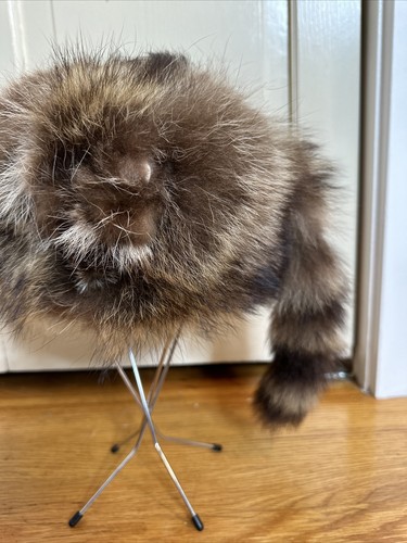 Vintage Raccoon Fur Hat TOPPER BY TRINET Made In Finland Size 57