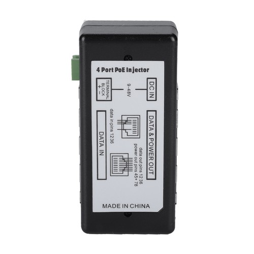 4 Port PoE-Injektor PoE-Ethernet Netzteil Adapter IP Kamera Netzteil DC12V-48V * - Bild 10 von 12