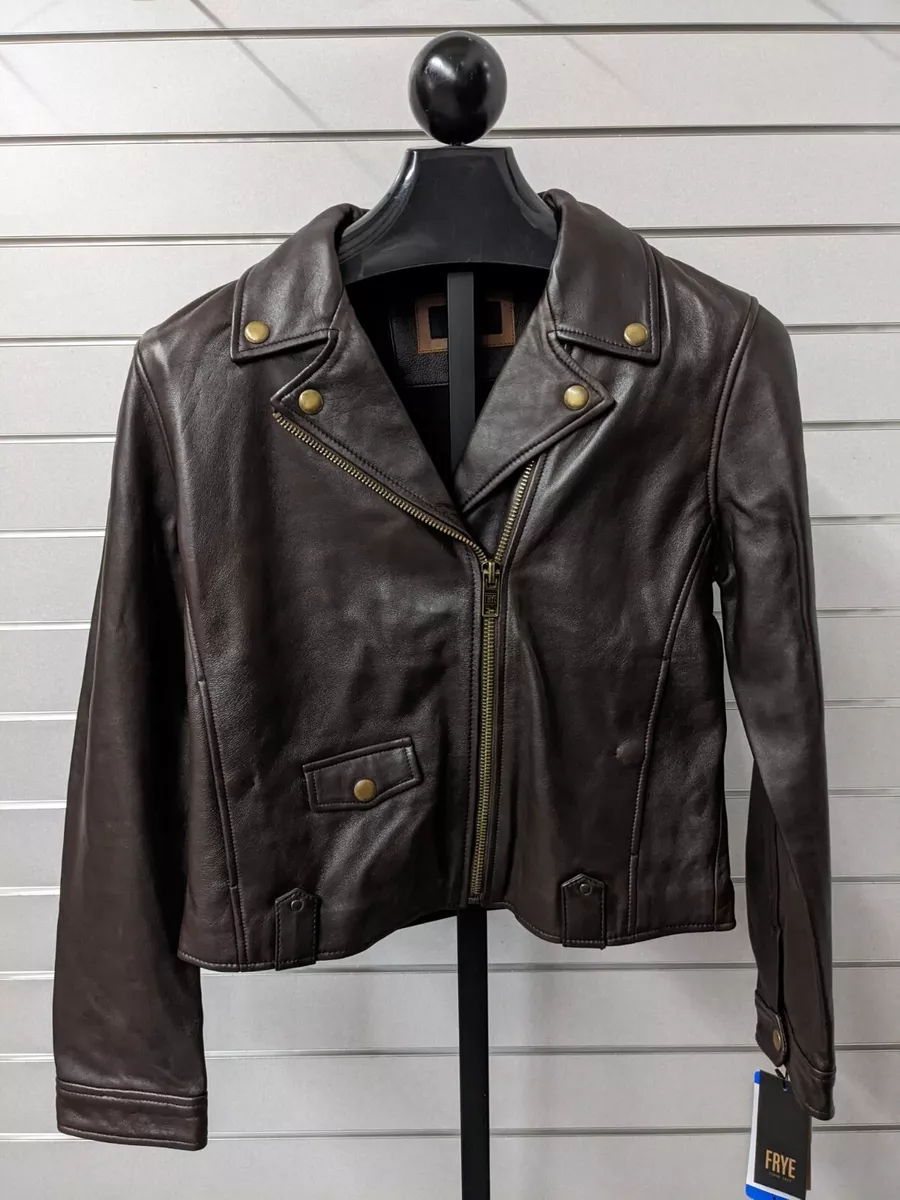 Frye leather 2025 jacket womens