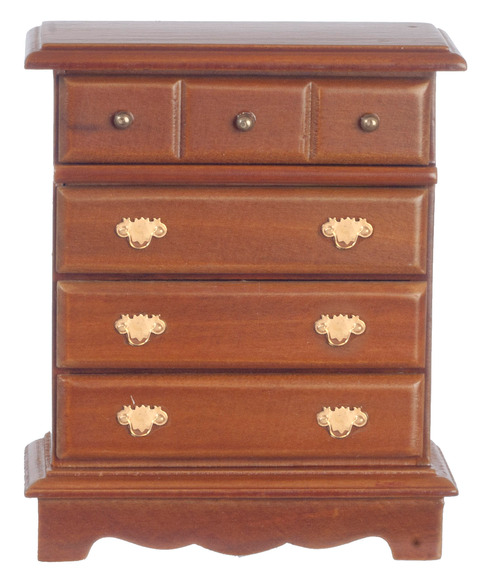 Dolls House Walnut Chest of Drawers Bedroom Furniture Miniature 1:12th Scale