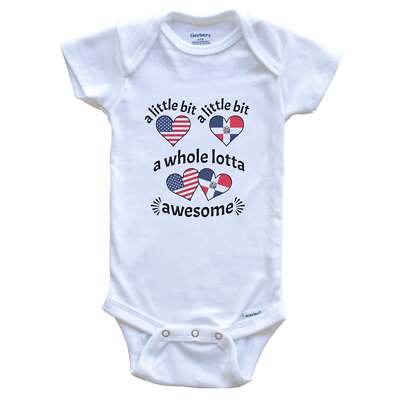 A Little Bit Dominican American Dominican Republic USA Heart Flags Baby Bodysuit