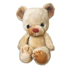 VTG Household Merchandising Light Brown Tan Teddy Bear Plush Red Nose Korea
