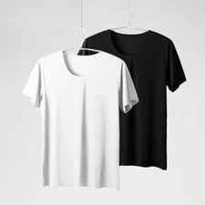 Men T-shirts Ice Silk Short Sleeve Solid Tee Round Neck Men's Clothing Sport Gym
