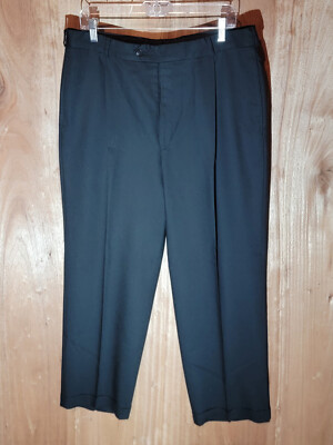 axcess dress pants mens size 35x28 relaxed fit tapered selvedge pleated  black | eBay