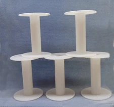 White Plastic 3.5" Tall Spools  ~ Empty for chain cord wire ribbon New Unused
