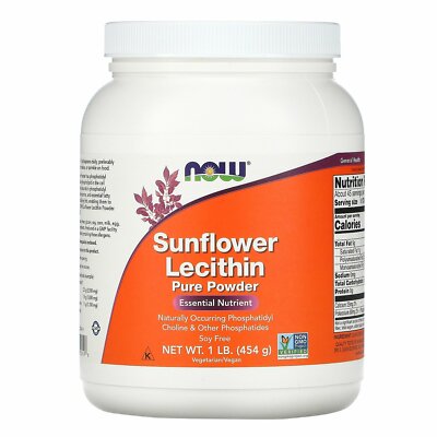Now Foods Sunflower Lecithin Pure Powder 1 lb 454 g GMP Quality Assured, Kosher,