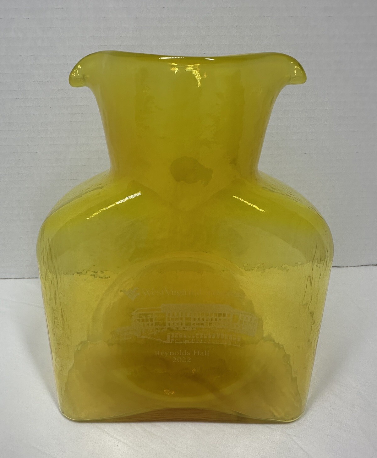 Blenko Reynold Hall 2022 Yellow Signed Double Spout Water Pitcher New