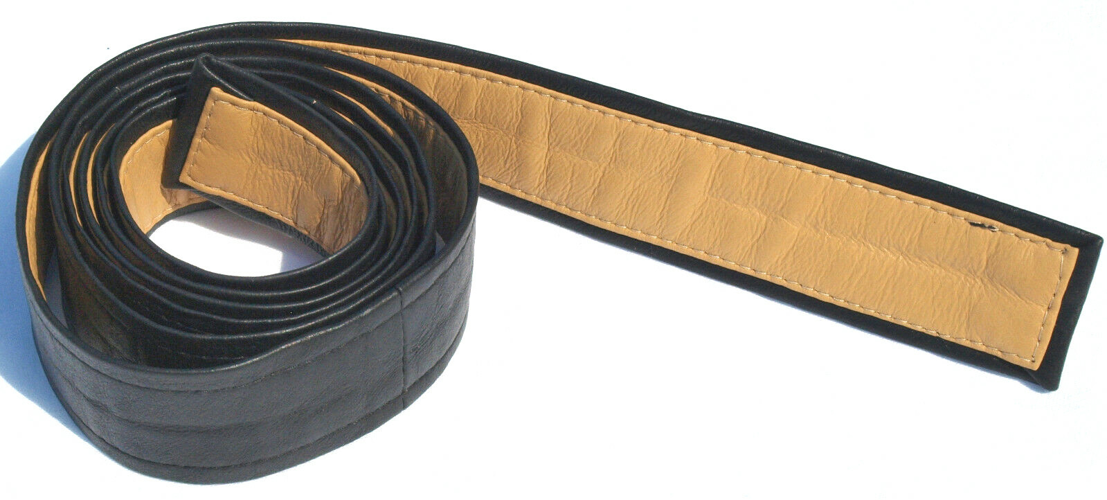 Leather Belt Black Beige Strap Scarf Tie-image