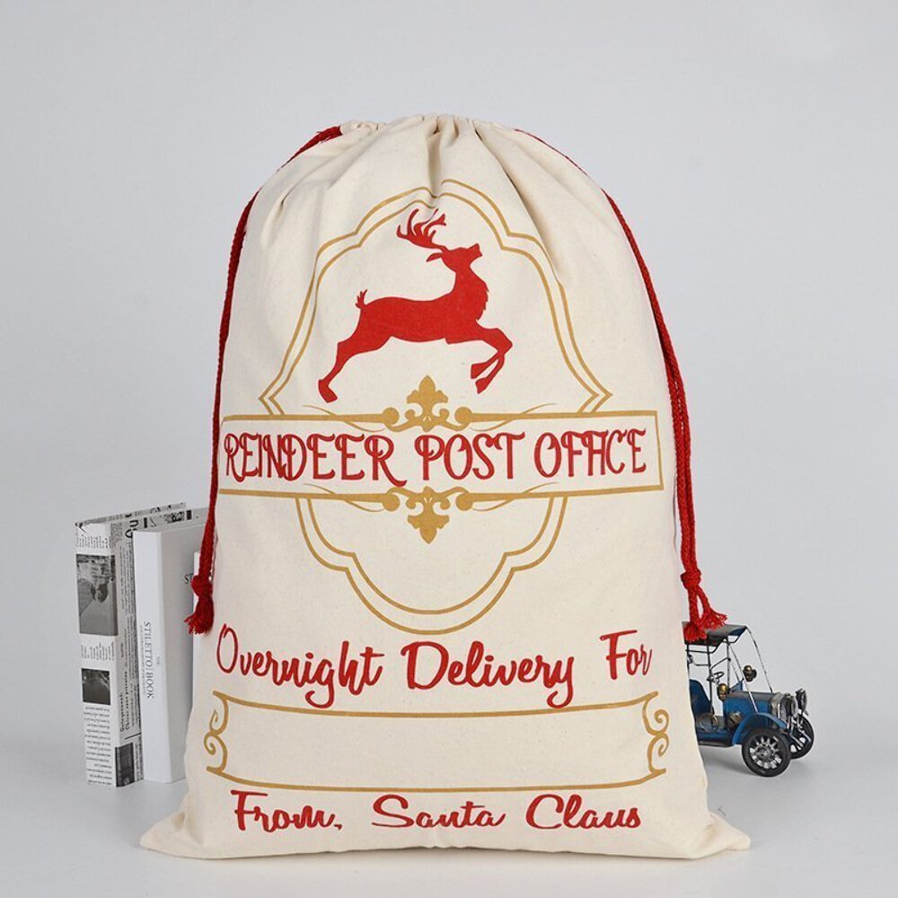 NNEDSZ 50x70cm Canvas Hessian Christmas Santa Sack Xmas Stocking Reindeer Kids G