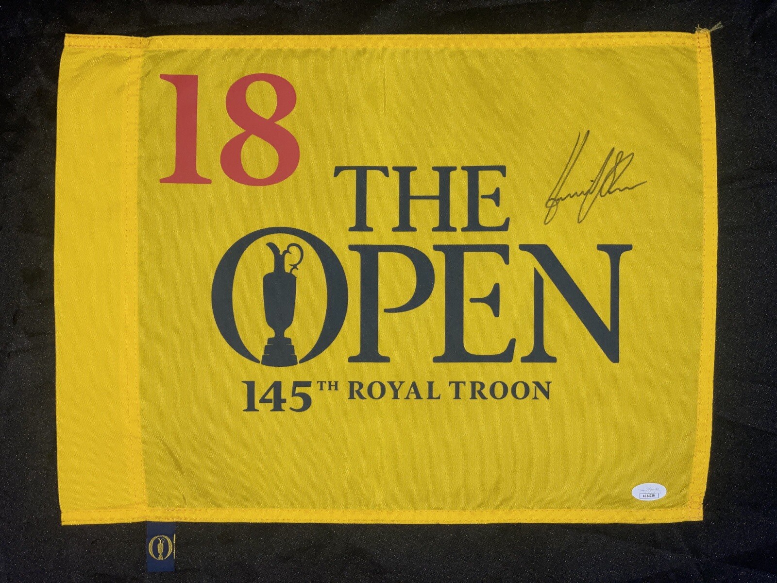 Henrik Stenson Autographed Signed 2016 British Open Pin Flag JSA COA Royal Troon 145th 