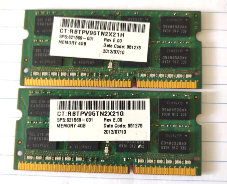 Samsung 8GB (4gb x2) 2Rx8 PC3-12800S-11-11-F3  M471B5273DH0-CK0 Laptop Memory - Image 2 of 2