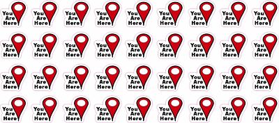 0.5in x 0.5in You Are Here Map Pointer Vinyl Stickers Globe Travel Decals