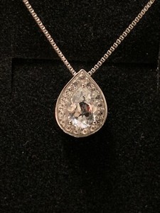 Kay Jewelers Sterling Silver Lab Created White Sapphire Tear Drop Necklace 18in