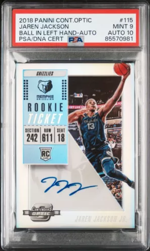 2018-19 Contenders Optic Jaren Jackson Jr. Rookie Ticket Autograph PSA 9