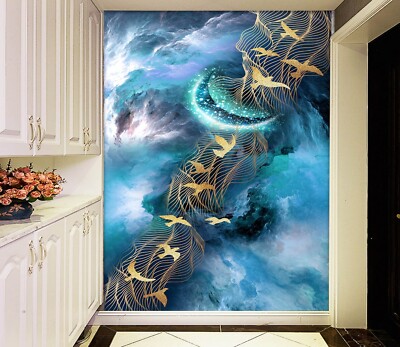 3D Goldene Textur Vogel ZHUC23069 Tapete Wandbild Fototapete Abnehmbarer Ann