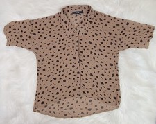 XXI Cheetah Print Button Up See Through Blouse S ShortSleeve Shirt