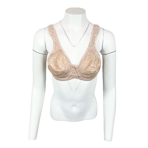Breezies Shimmer Floral Unlined Front Close Bra White 44 DD