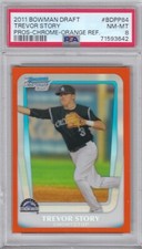 2011 Bowman Chrome Draft Trevor Story Orange Refractor Card #BDPP84 PSA 8 (3642)