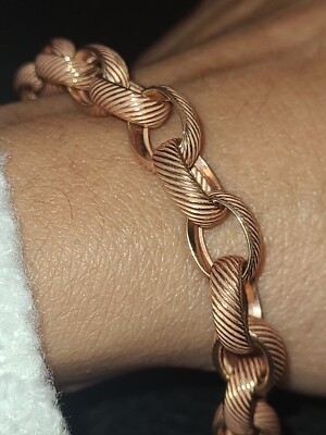 14k Italian Rose Gold Rollo Bracelet, Rolo Bracelet, Charm Bracelet ...